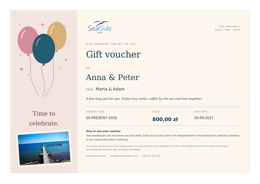 Time to celebrate - sample voucher