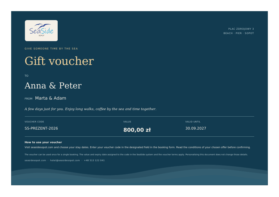 A seaside evening - sample voucher