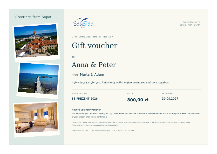 A postcard from Sopot - sample voucher